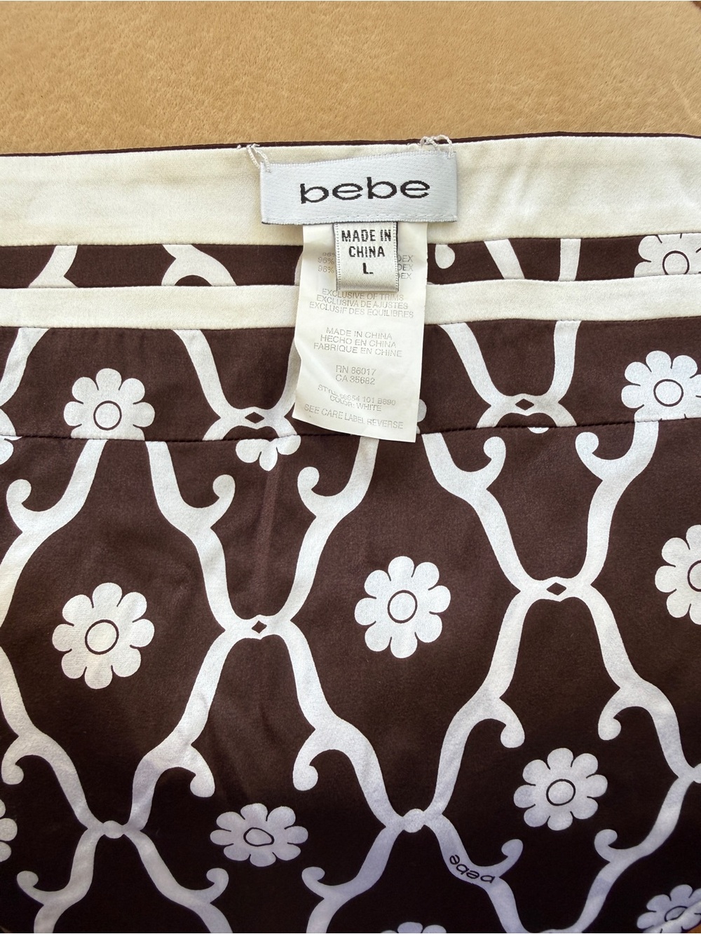 Bebe.  Reversible Women’s Brown and Cream Halter Silk Top - Picture 2 of 6